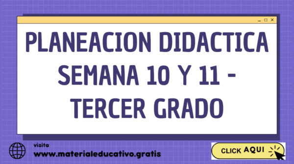 PLANEACION DIDACTICA SEMANA 10 Y 11 - TERCER GRADO