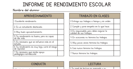 INFORME de RENDIMIENTO ESCOLAR