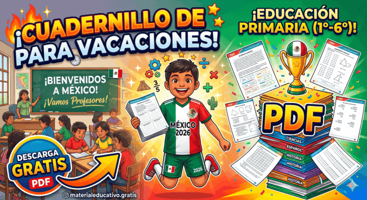 niño estudiante resolviendo un cuadernillo de repaso para vacaciones de 1 a 6 grado de primaria en formato pdf