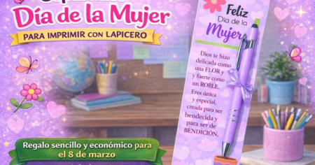 Separador Día de la Mujer con lapicero