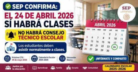 24 de abril 2026 hay clases SEP calendario