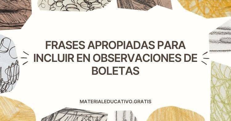 FRASES APROPIADAS PARA INCLUIR EN OBSERVACIONES DE BOLETAS