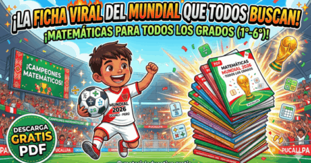 niño con camiseta de la selección resolviendo cuadernillos de matemática del mundial 2026 para primaria en pdf