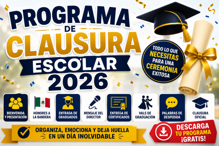 Programa de clausura escolar 2026 para primaria y secundaria en México