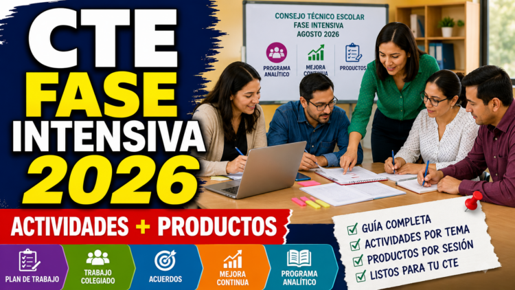 GUIA DE ACTIVIDADES POR TEMA Y PRODUCTOS POR SESION DEL CONSEJO TECNICO ESCOLAR FASE INTENSIVA AGOSTO 2026